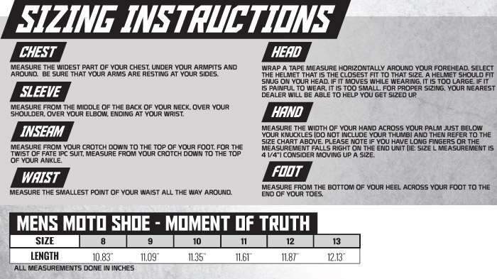 Speed and Strength Men's Moment of Truth Shoes Size Chart