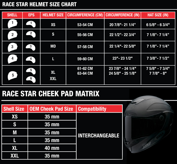 Bell Motorcycle Helmet Size Chart : Bell Star Carbon Pinned Helmet (Size 2XL Only) - RevZilla