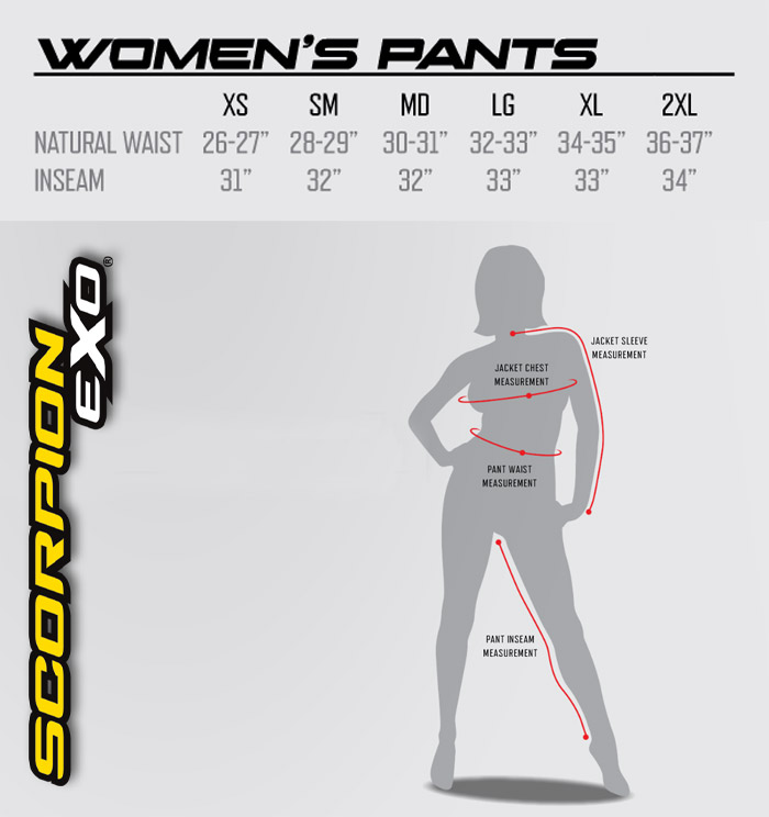 Womens Pants Size Chart 